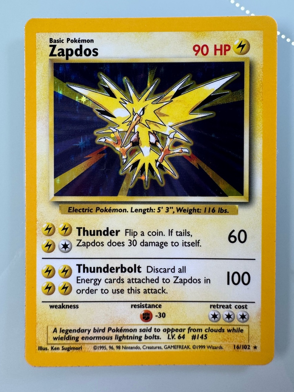 Zapdos Holo Pokémon Card Vintage